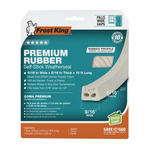 Frost King Premium Rubber Foam Weatherseal Tape 3/8 Inch Frost King Weatherization Products