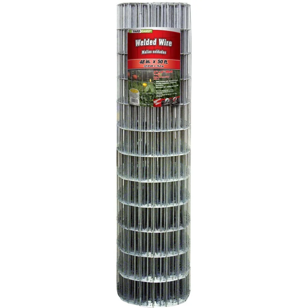 YardGard 308302B Galvanized Welded Wire Fence 14-Gauge 4x2 Mesh 48x50 Feet Security and Enclosure