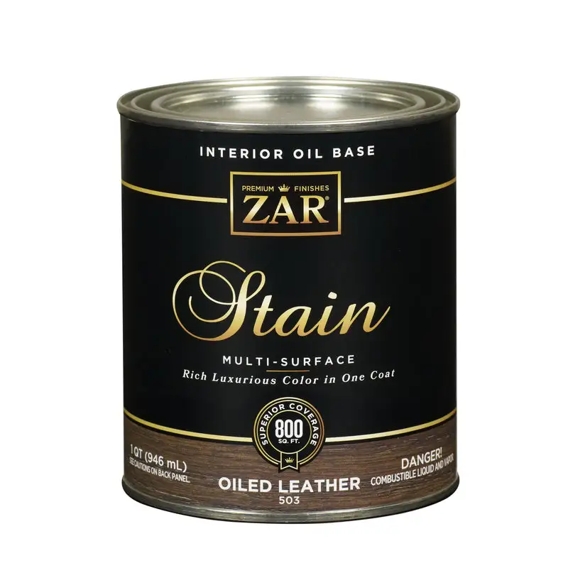 ZAR Semi-Transparent Oiled Leather Oil-Based Wood Stain 1 Quart Pack 4 Interior and Exterior Use
