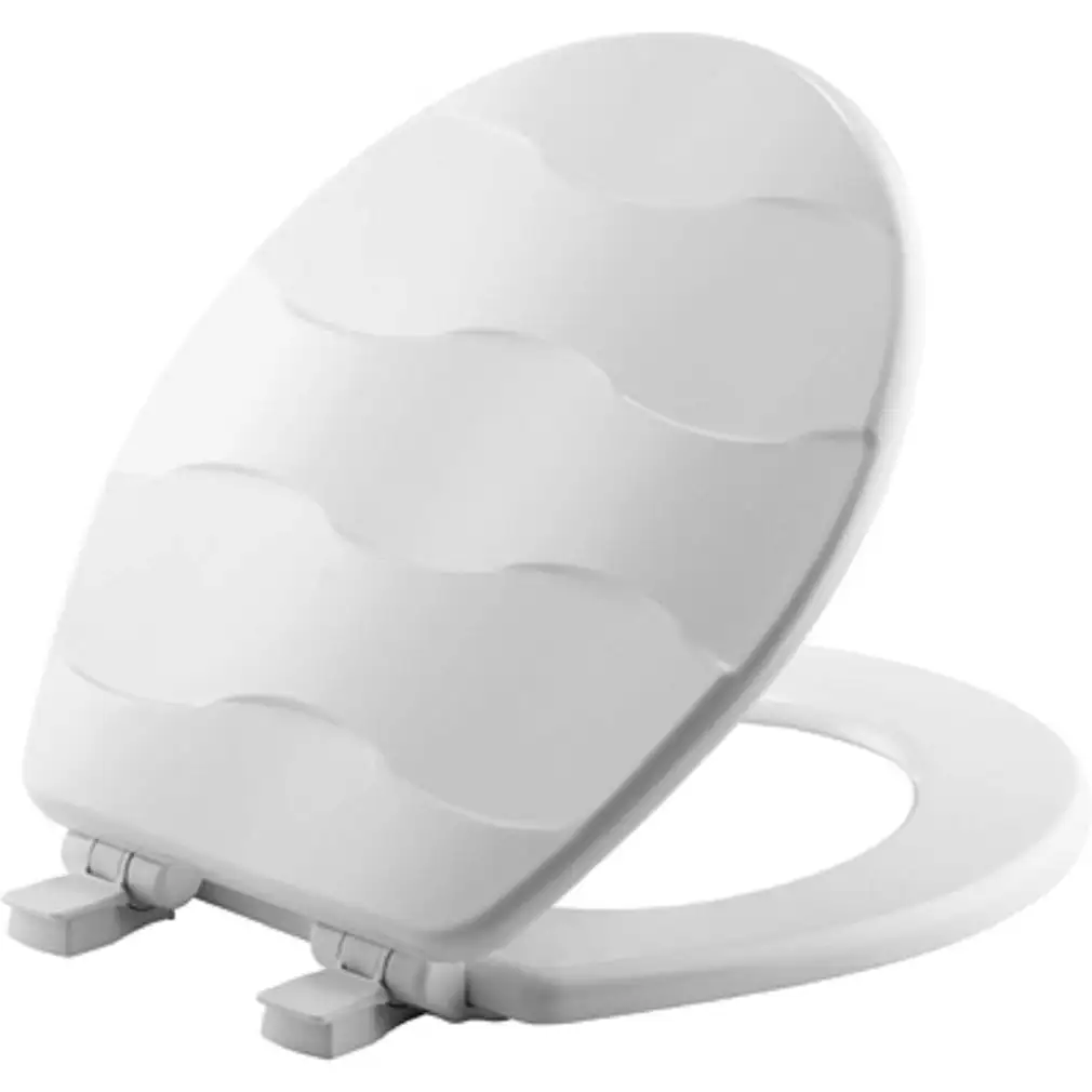 Bemis 33SLOW 000 Wood Sculptured Toilet Seat Round White