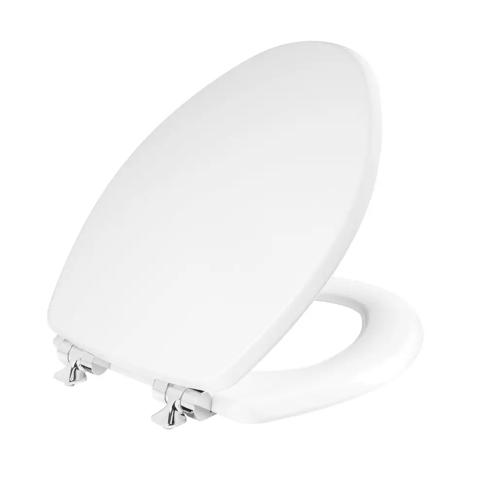 Mayfair 126CHSLA 000 Elongated Wood Toilet Seat White Chrome Hinge