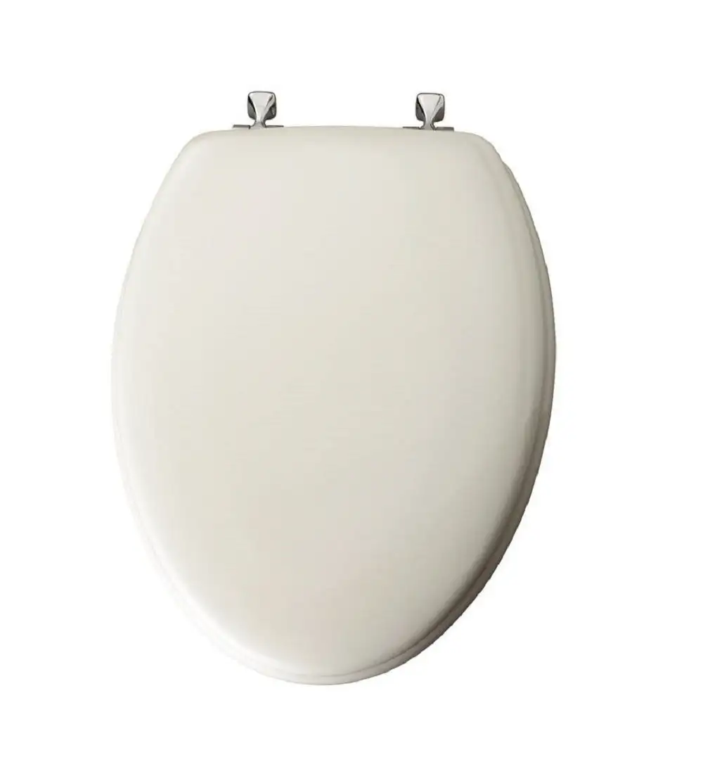 Mayfair 144CP-000 Elongated Molded Wood Toilet Seat White Chrome Hinge