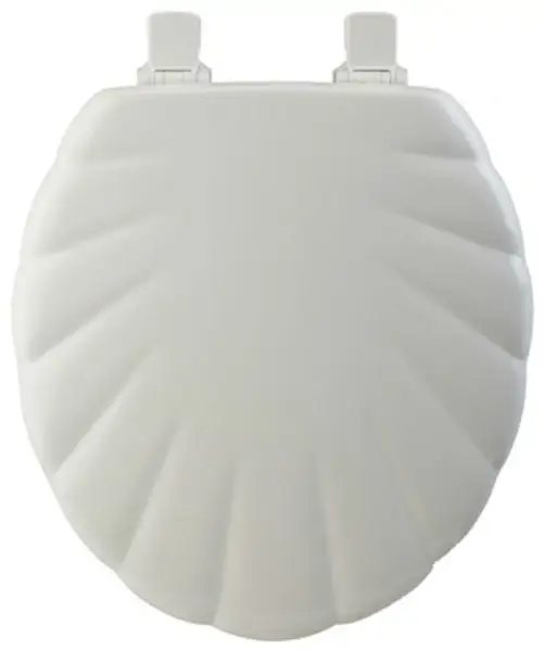 Mayfair 22EC-000 Round Molded Wood Toilet Seat Chrome Hinge White Shell