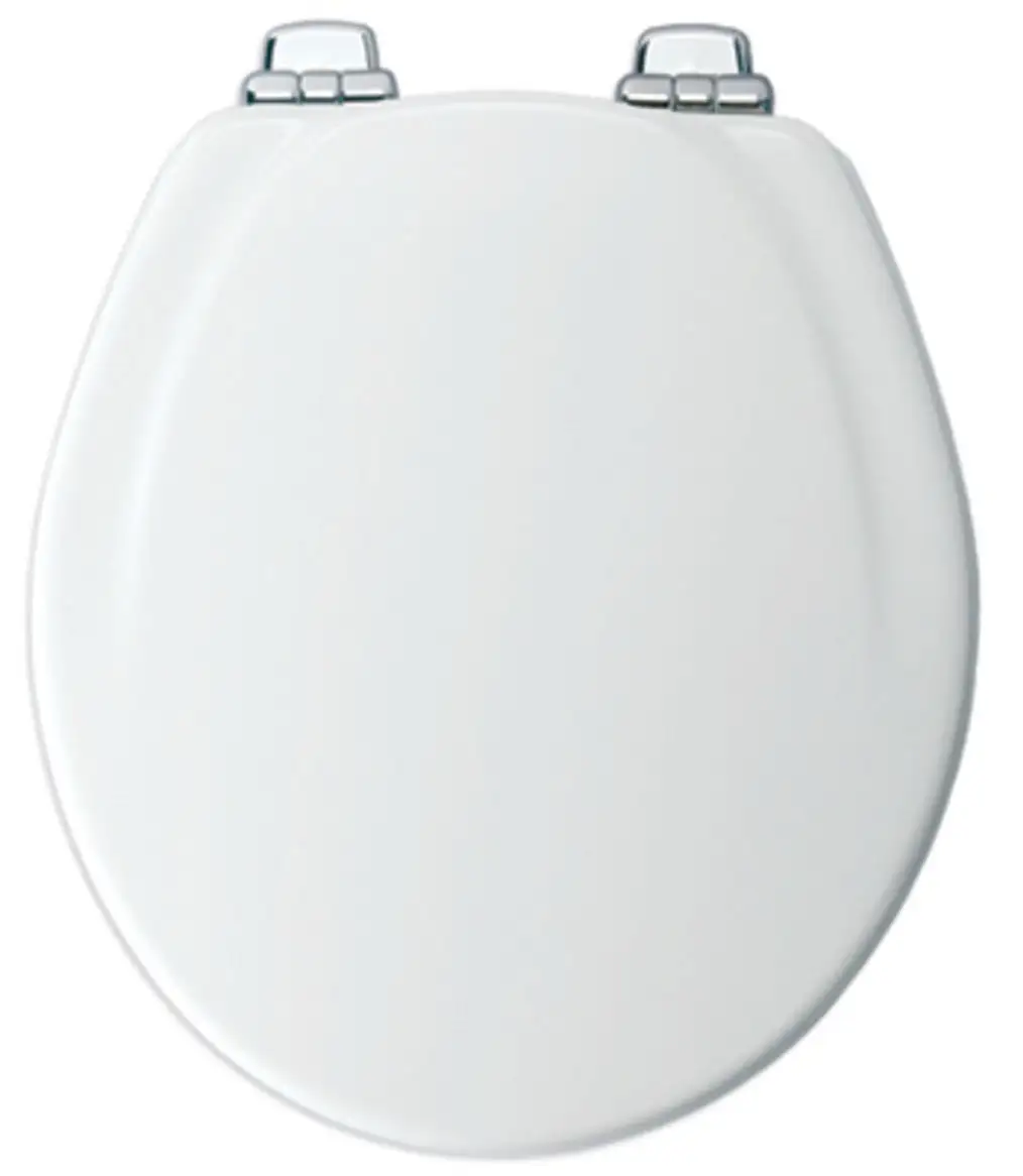 Mayfair 26CHSLA 000 Round Molded Wood Toilet Seat White Chrome Hinge