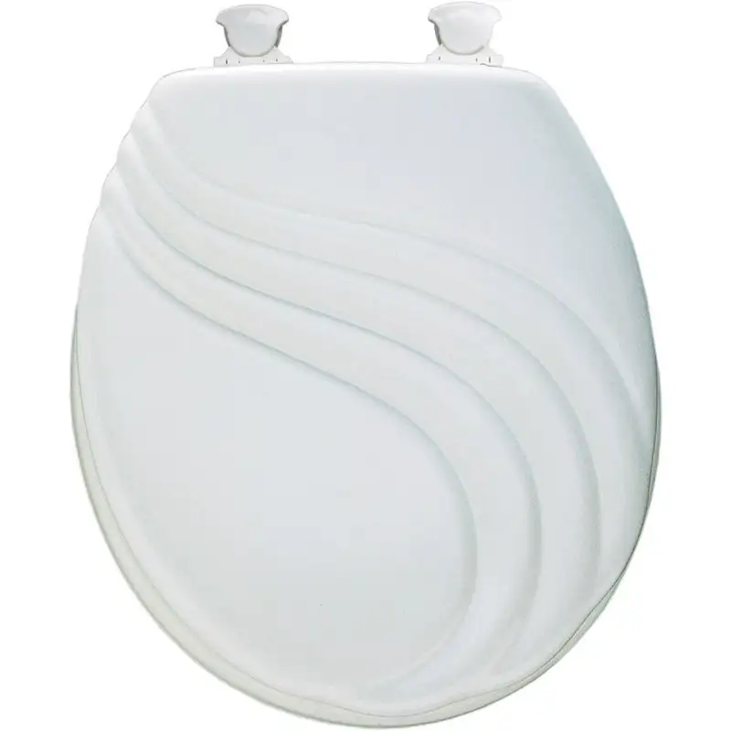 Mayfair 27EC-000 Round Molded Wood Toilet Seat White Easy-Clean Hinge